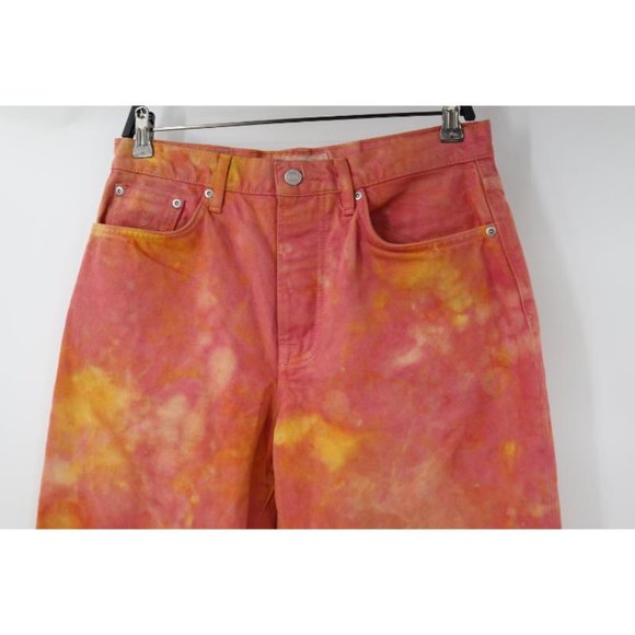 Stussy Jeans Mens 28 Wonderland Dye Big Ol Wide Leg Button Fly Pinkish Yellow - Picture 2 of 16